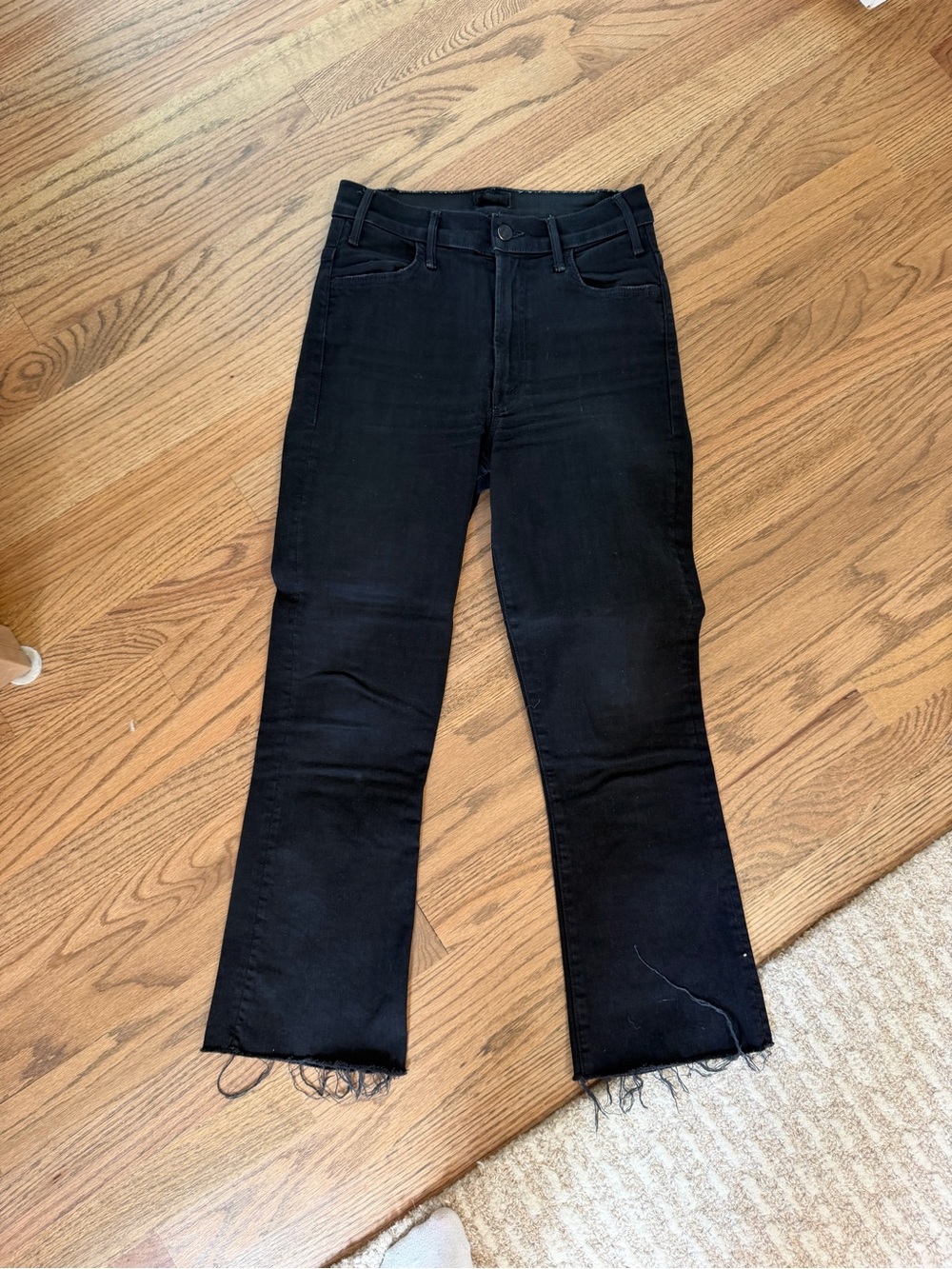 MOTHER Black Flare Crop Jeans